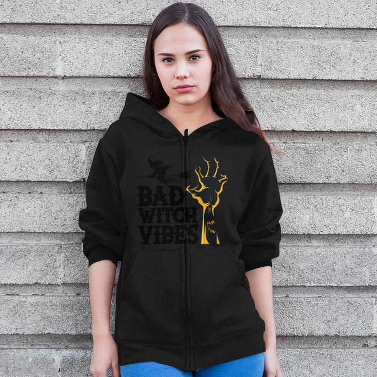 Bad Witch Vibes Halloween Quote V3 Zip Up Hoodie