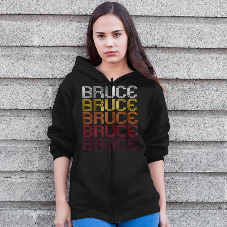 Bruce Retro Wordmark Pattern Vintage Style Zip Up Hoodie