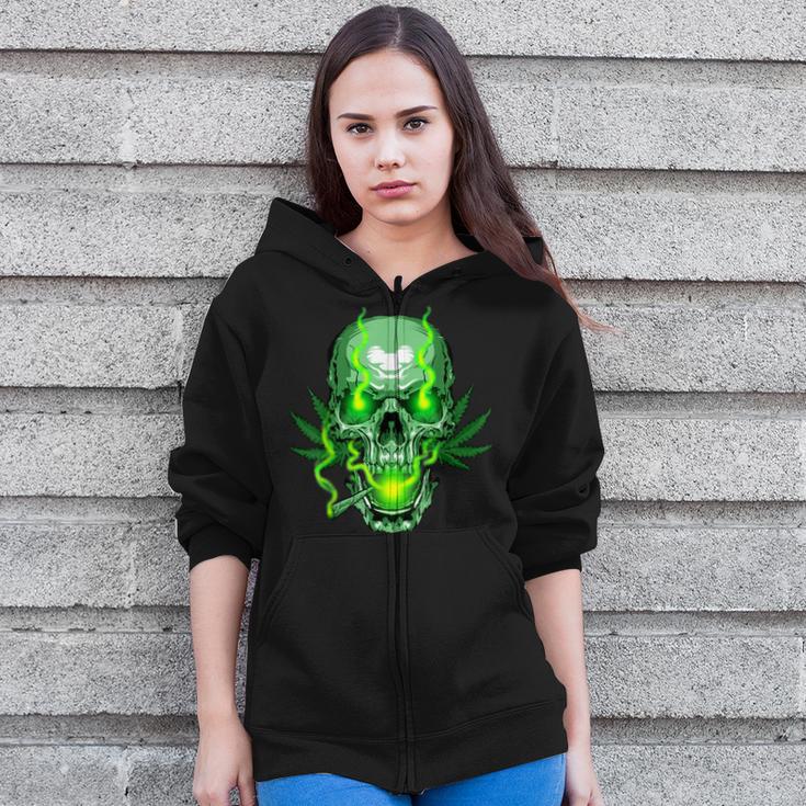 Cannabis Skull Skeleton Dead Head Death Cool Weed Idea Zip Up Hoodie