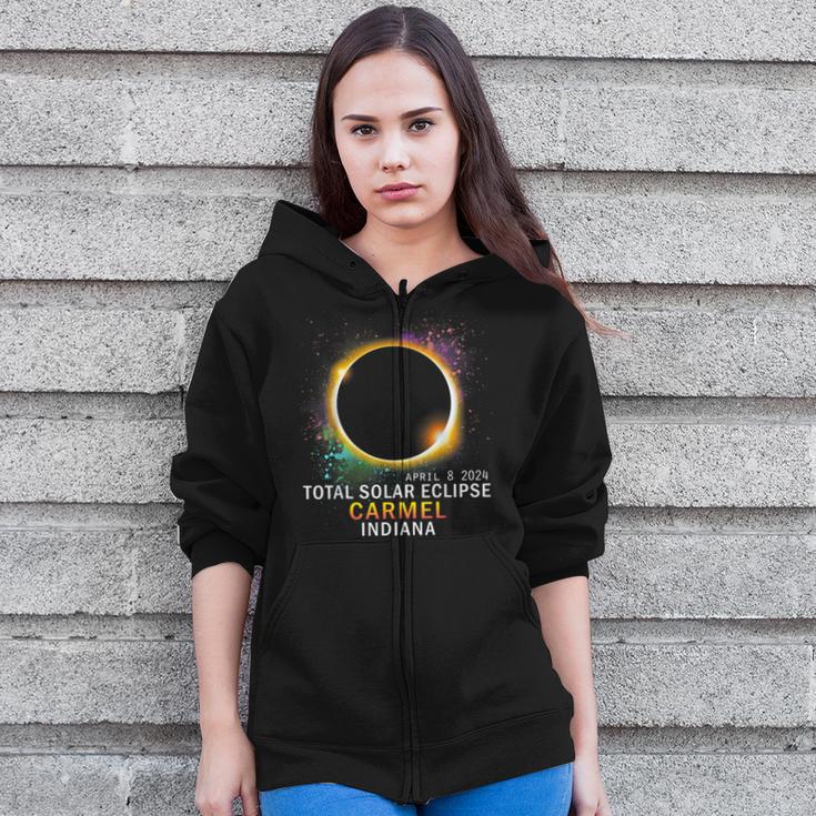 Carmel Indiana Total Solar Eclipse April 8 2024 Zip Up Hoodie