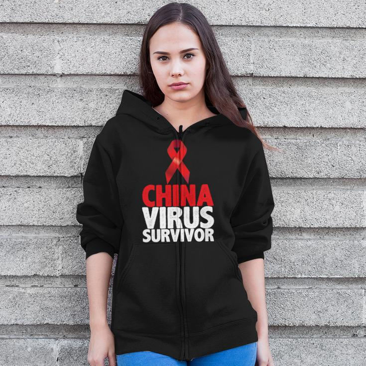 China Virus Survivor Tshirt Zip Up Hoodie