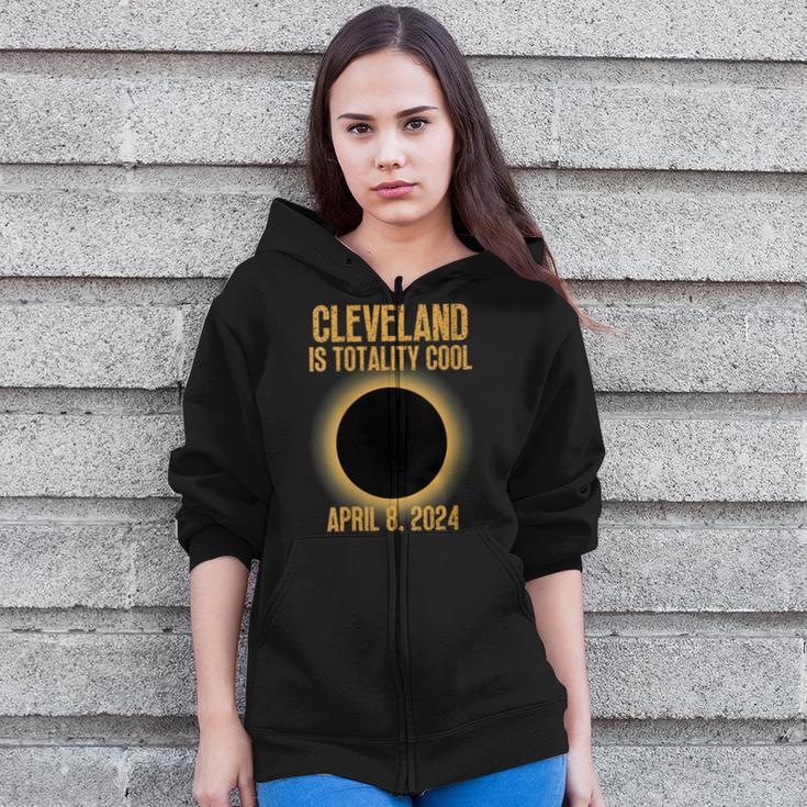 Cleveland Is Totality Cool Solar Eclipse 2024 Zip Up Hoodie