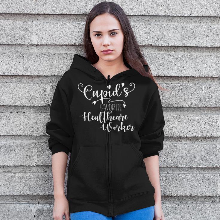 Cupids Favorite Healthcare Worker Valentine Zip Up Hoodie