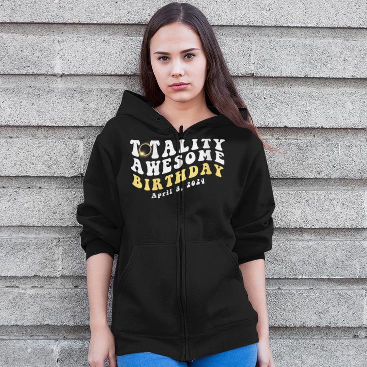 Cute Total Solar Eclipse April 8 2024 Totality Birthday Zip Up Hoodie