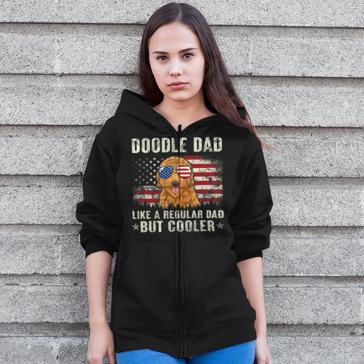 Doodle Dad Goldendoodle American Flag Fathers Day July 4Th Zip Up Hoodie