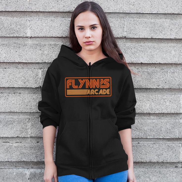 Flynn's Arcade Vintage Retro 80'S Logo Zip Up Hoodie