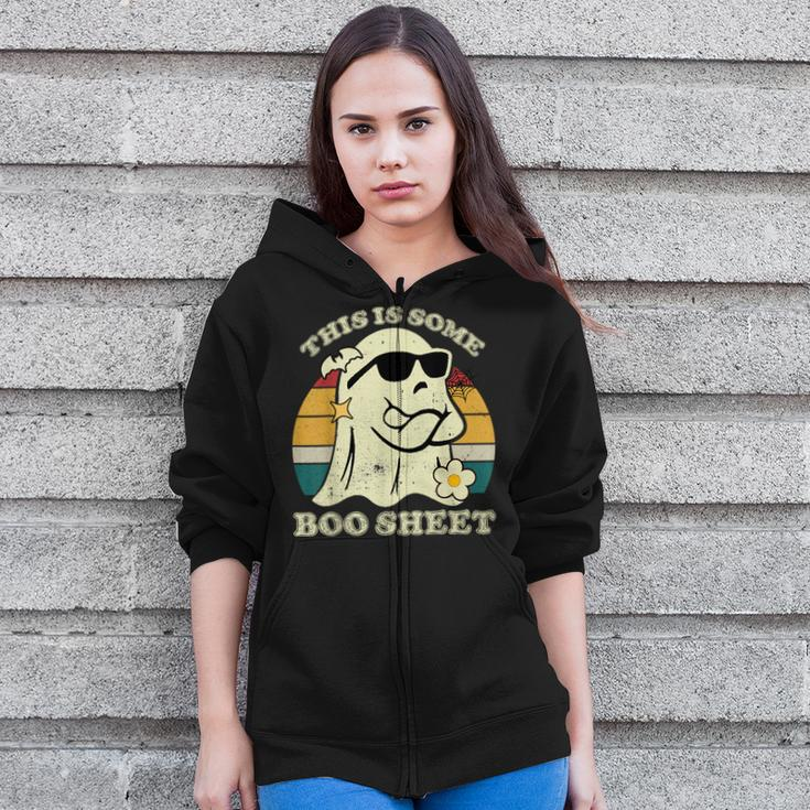 This Is Some Boo Sheet Halloween Boo Ghost Costume Zip Up Hoodie