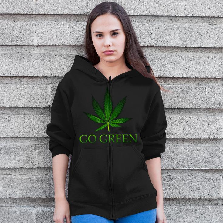 Go Green Medical Marijuana Weed Zip Up Hoodie