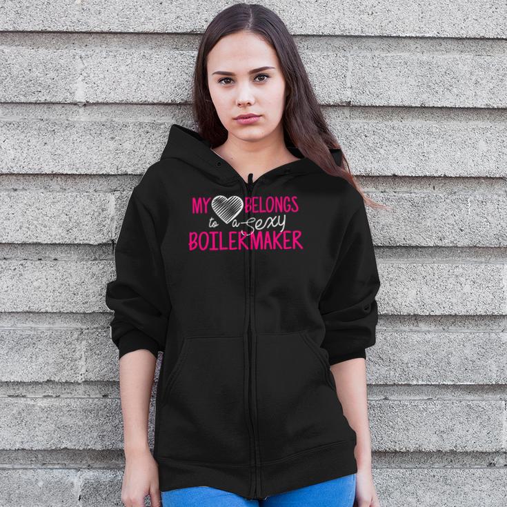 My Heart Belongs To A Sexy Boilermaker Wife Zip Up Hoodie