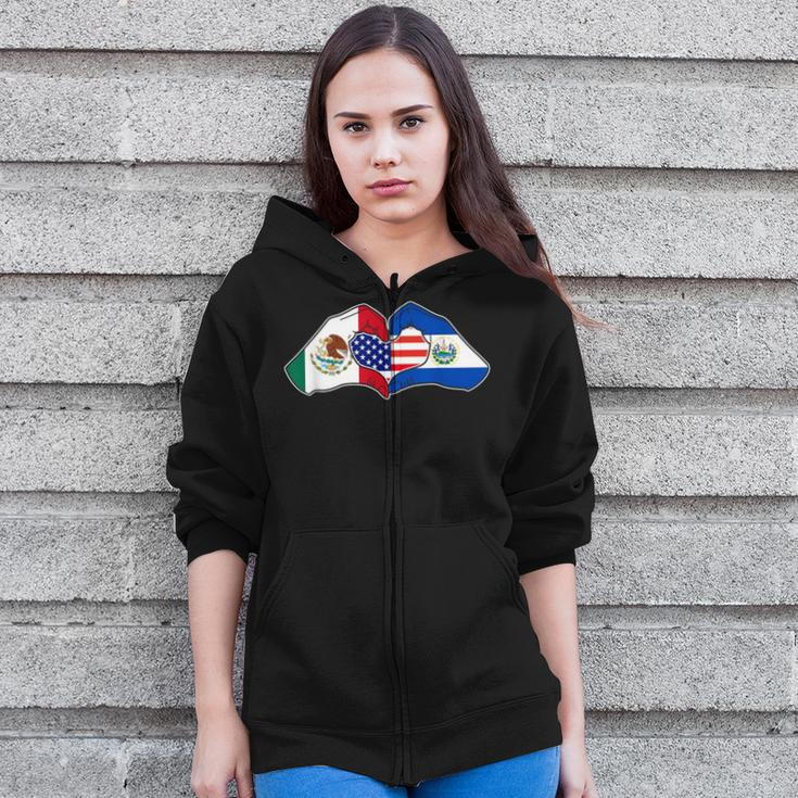 Heart Hands Mexico El Salvador And The Usa Zip Up Hoodie