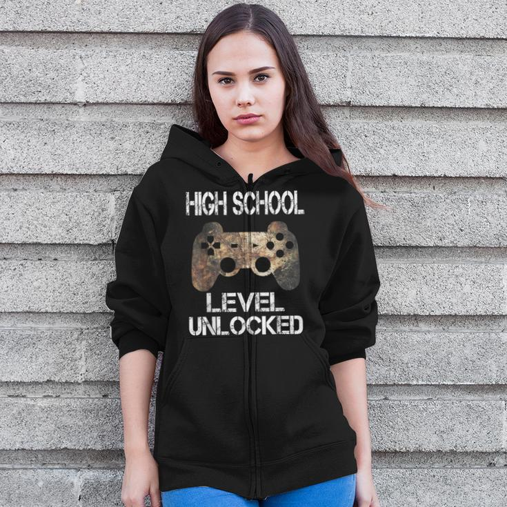 High School Level Unlocked Video Gamer First Day Of School Zip Up Hoodie