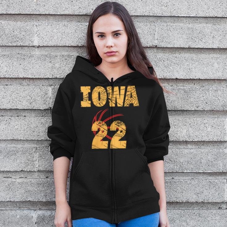 Iowa 22 Golden Yellow Sports Team Jersey Number Zip Up Hoodie