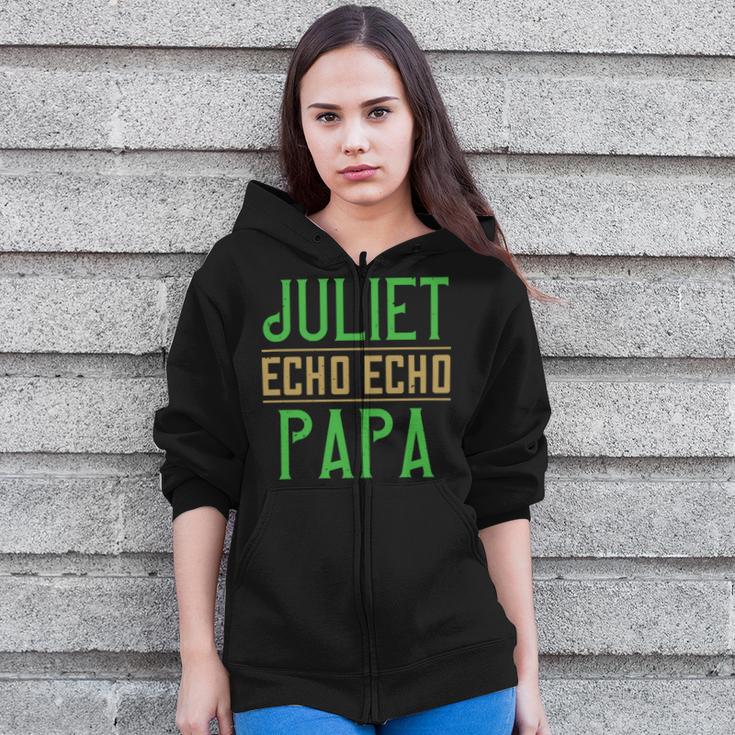 Juliet Echo Echo Papa Papa T-Shirt Father's Day Zip Up Hoodie