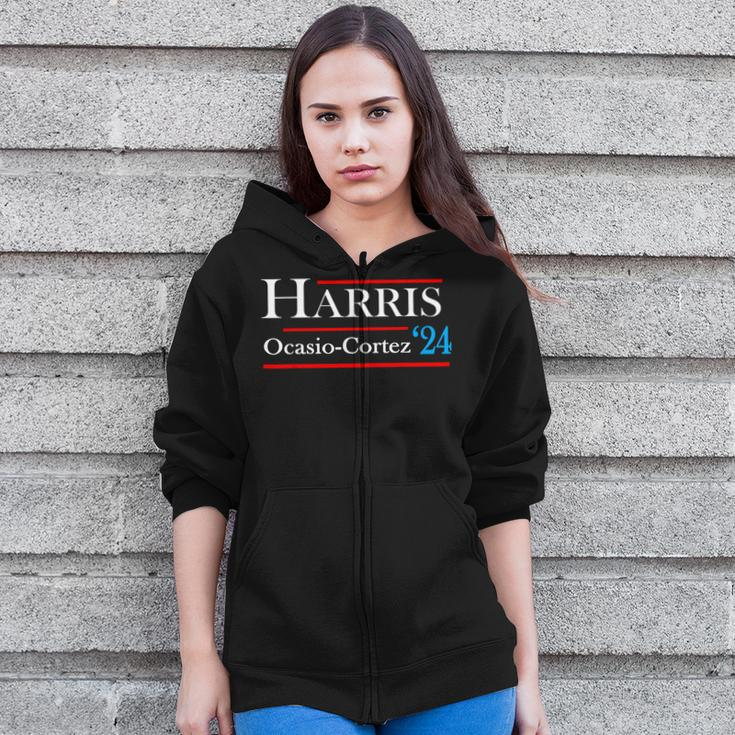 Kamala Harris Alexandria Ocasio-Cortez 2024 President Vote Zip Up Hoodie