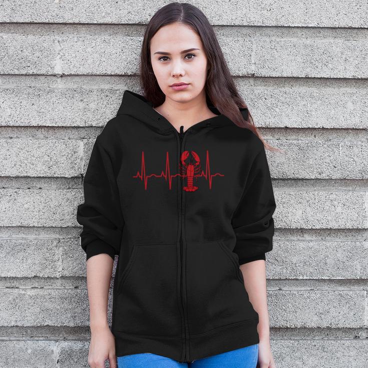 Lobster Lobster Heartbeat Hooded Zip Up Hoodie