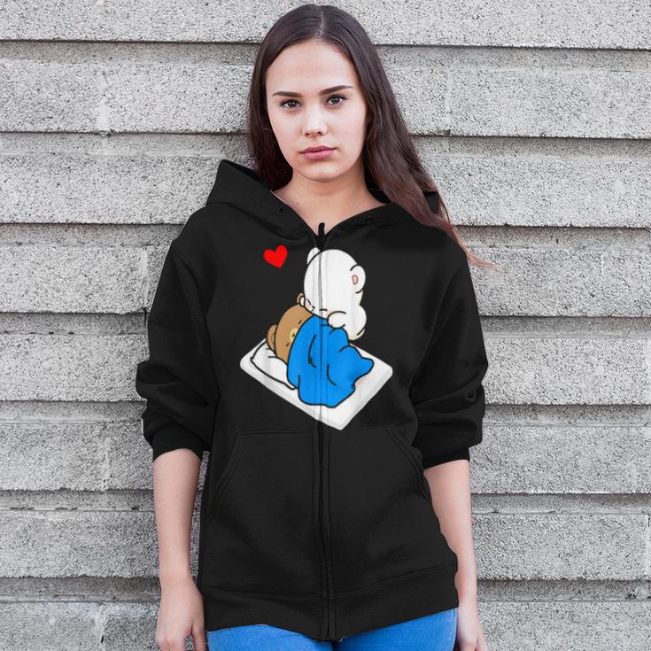 Milk Mocha Bear Always Kiss Me Goodnight Valentines Couples Zip Up Hoodie