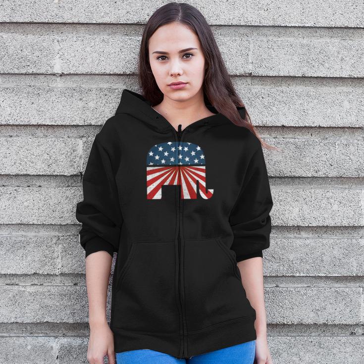 Patriotic Elephan America Usa Republican Party Zip Up Hoodie