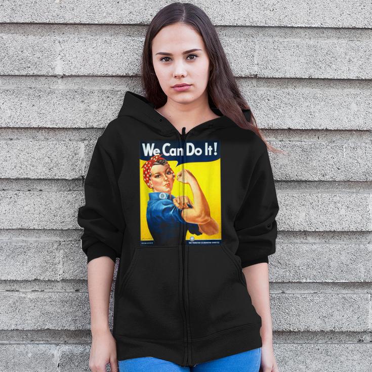 Rosie The Riveter We Can Do It Feminist Icon Zip Up Hoodie