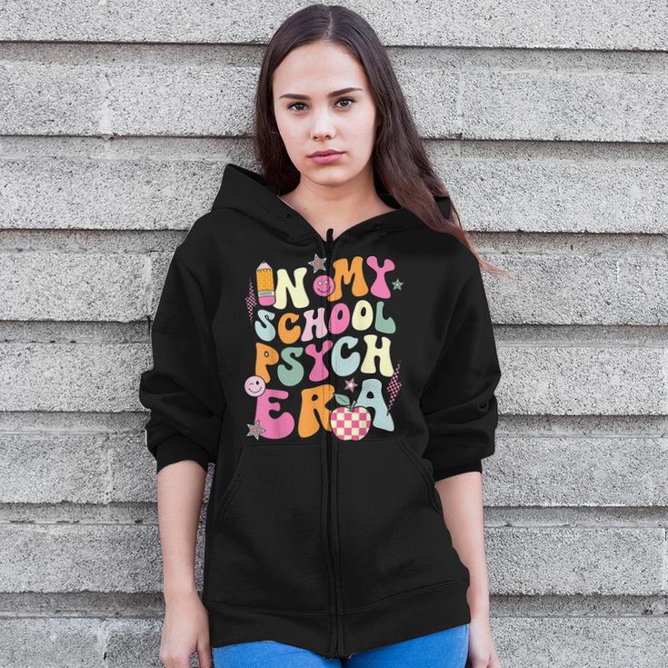 In My School Psych Era Retro School Psychologist Psychology Zip Up Hoodie