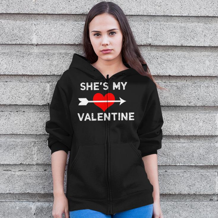 Shes My Valentines Day Heart And Arrow Zip Up Hoodie