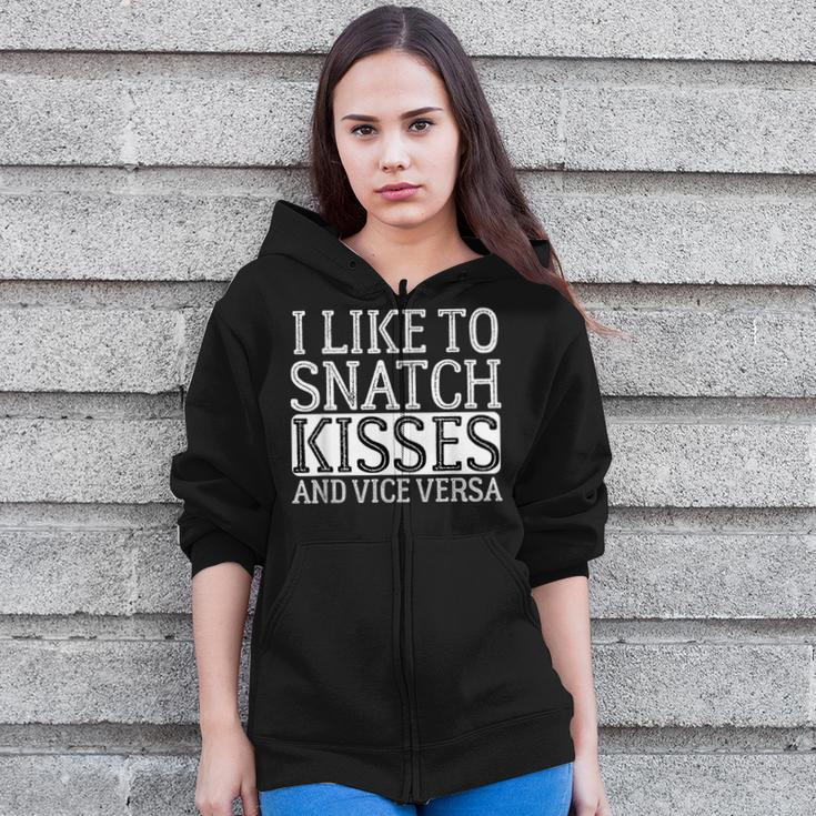I Like To Snatch Kisses And Vice Versa Vintage Cute Couple Zip Up Hoodie