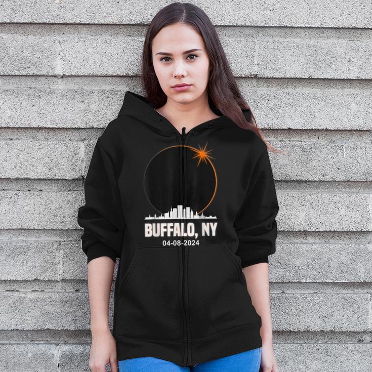 Solar Eclipse 2024 Buffalo Skyline Total Solar Eclipse Zip Up Hoodie