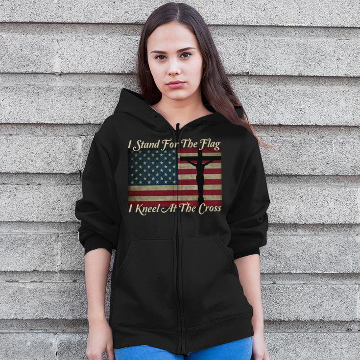 I Stand For The Flag And Kneel For The Cross Tshirt Zip Up Hoodie
