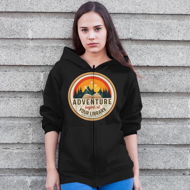 Summer Reading Program 2024 Adventure Begins At Your Library Zip Up Hoodie