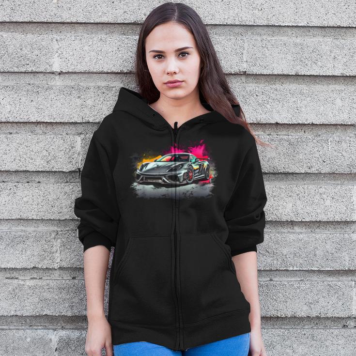 Supercar Exotic Sports Car Concept Hypercar Vintage Graphic Zip Up Hoodie