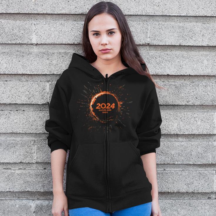 Total Solar Eclipse April 8 2024 Cleveland Ohio Zip Up Hoodie