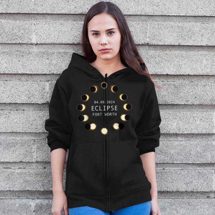 Total Solar Eclipse Fort Worth Tx 8Th April 2024 04082024 Zip Up Hoodie