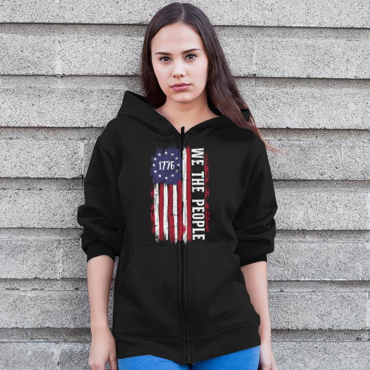 Us American Flag 1776 We The People For Independence Day Zip Up Hoodie