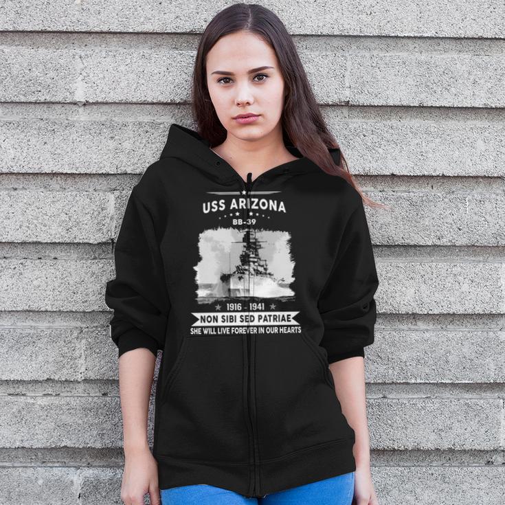 Uss Arizona Bb Zip Up Hoodie