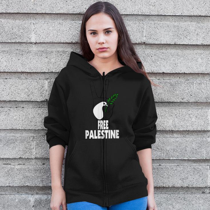 West Bank Middle East Peace Dove Olive Branch Free Palestine Zip Up Hoodie