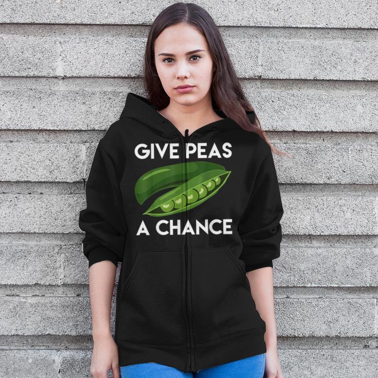 World PeasPeace Give Peas A ChanceEarth Day Zip Up Hoodie