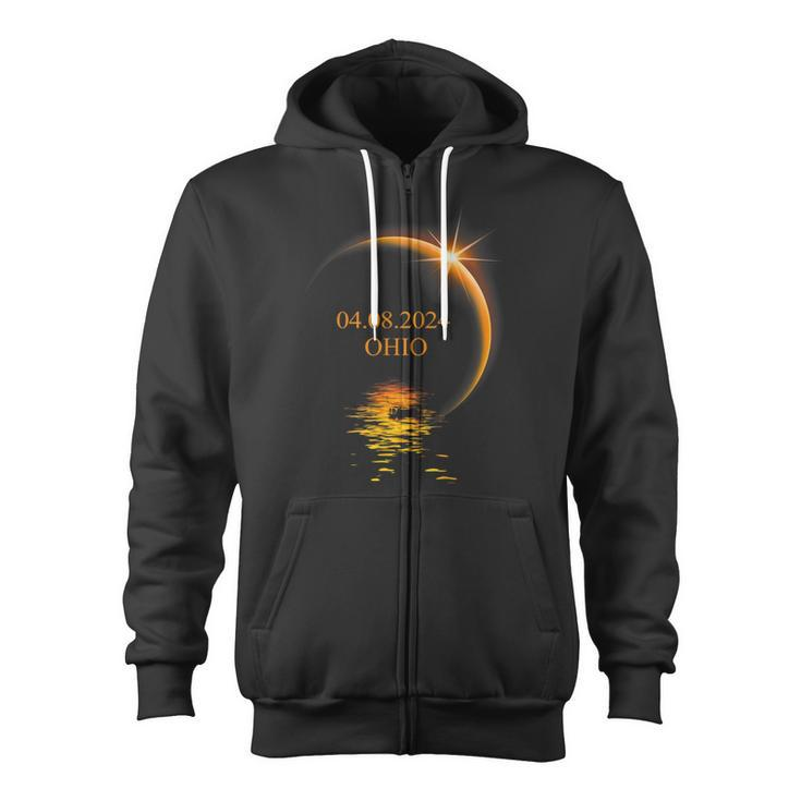 2024 Solar Eclipse Ohio Usa Totality Zip Up Hoodie