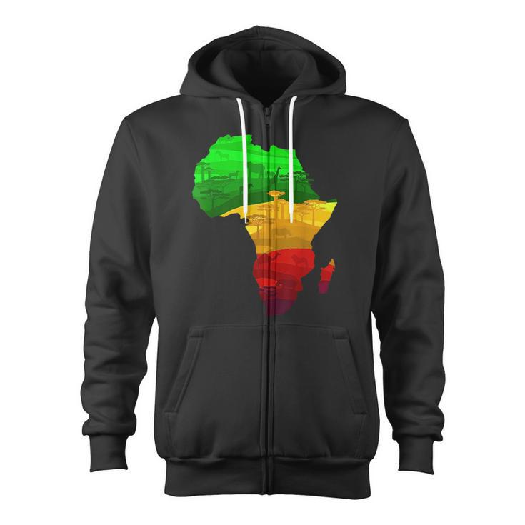 Africa Map Green Yellow Red Proud African Pride Junenth Zip Up Hoodie