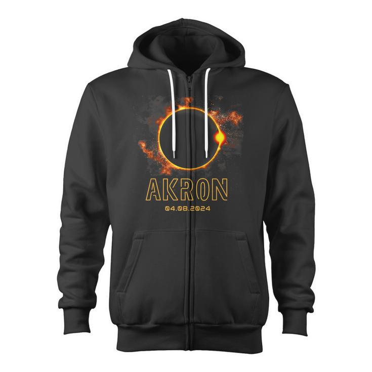 Akron Ohio Total Solar Eclipse 2024 April 8Th Souvenir Zip Up Hoodie