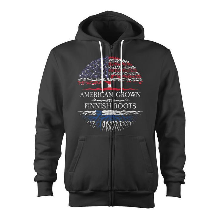 American Grown With Finnish Roots Finland Zip Up Hoodie