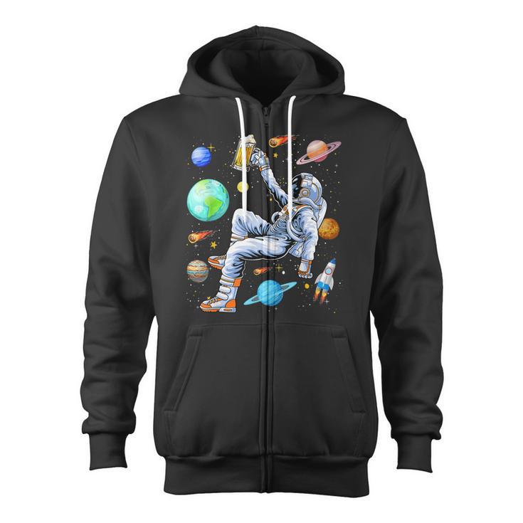 Beer Astronaut Drinks Beer In Space Outer Space Beer Lover4 Zip Up Hoodie