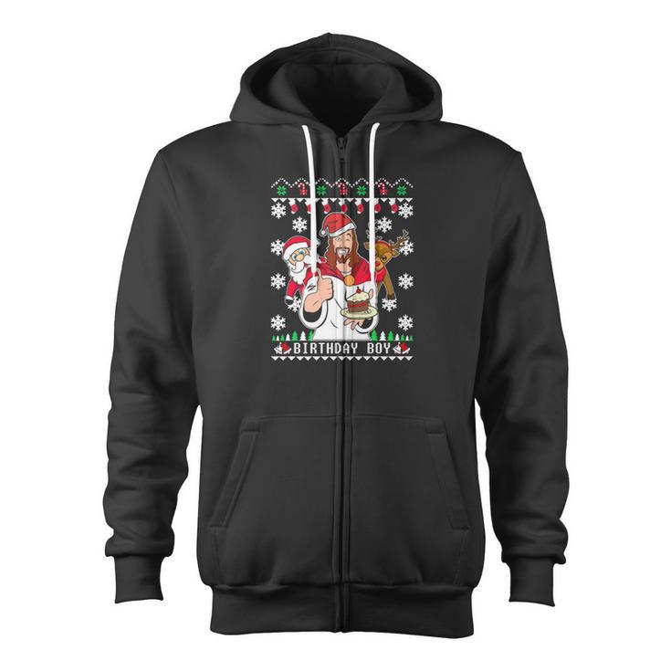 Birthday Boy Jesus Christmas Zip Up Hoodie