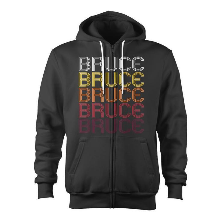 Bruce Retro Wordmark Pattern Vintage Style Zip Up Hoodie