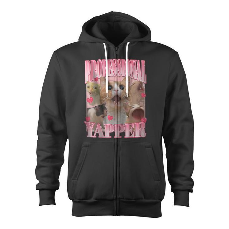 Cat Professional Yapper Oddly Specific Meme Zip Up Hoodie