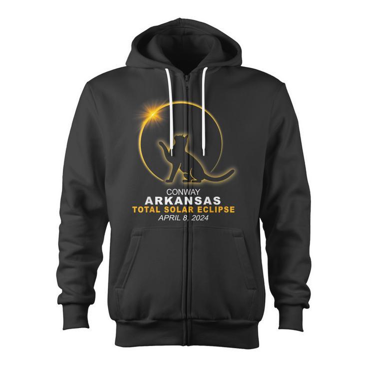 Conway Arkansas Cat Total Solar Eclipse 2024 Zip Up Hoodie