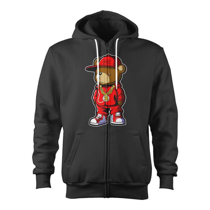 Cute Hip Hop Teddy Bear 90 Hip Hop Clothing Graffiti Zip Up Hoodie