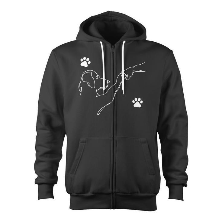 Dog And People Punch Hand Dog Friendship Fist Bump Dog's Paw Zip Up Hoodie