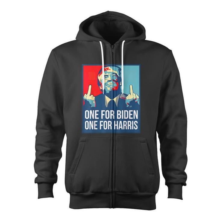 Donald Trump Middle Finger Biden Harris America Republican Zip Up Hoodie