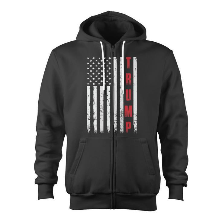 Donald Trump Usa President Vintage Flag On Back Zip Up Hoodie