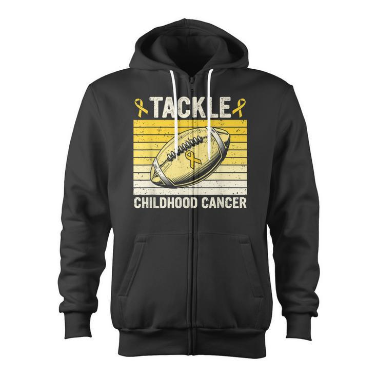 Football Tackle Childhood Cancer Awareness Survivor Support Zip Up Hoodie
