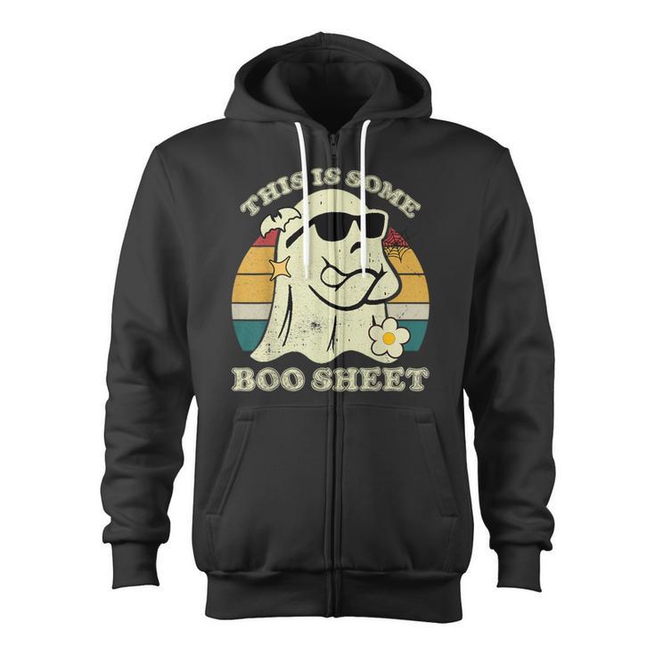 This Is Some Boo Sheet Halloween Boo Ghost Costume Zip Up Hoodie